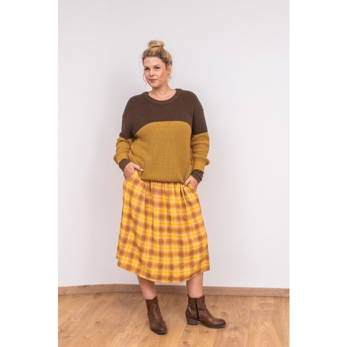 Mustard yellow cheap tartan skirt